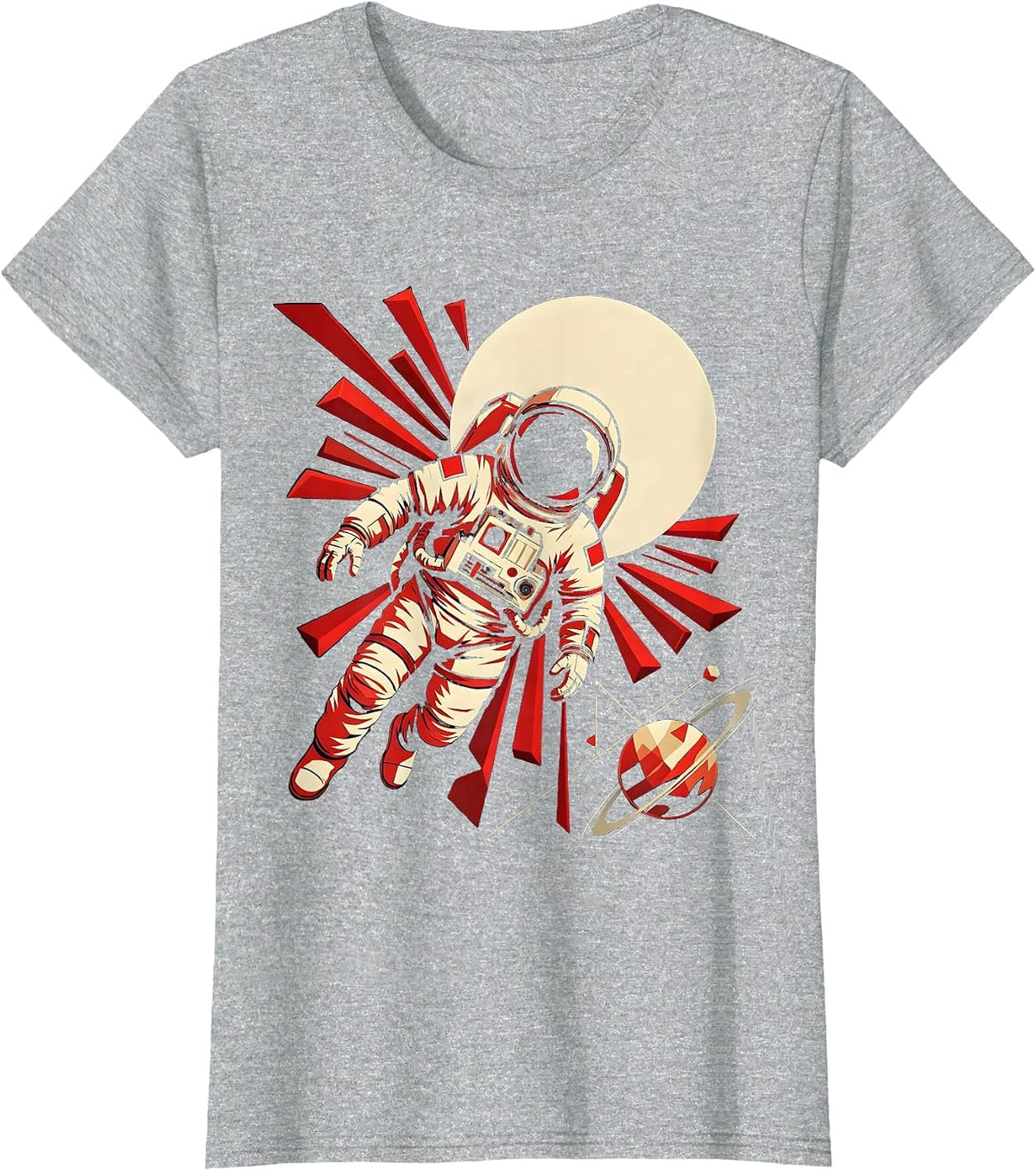Astronaut Floating in Deep Space Illustration T-Shirt - Heather Grey