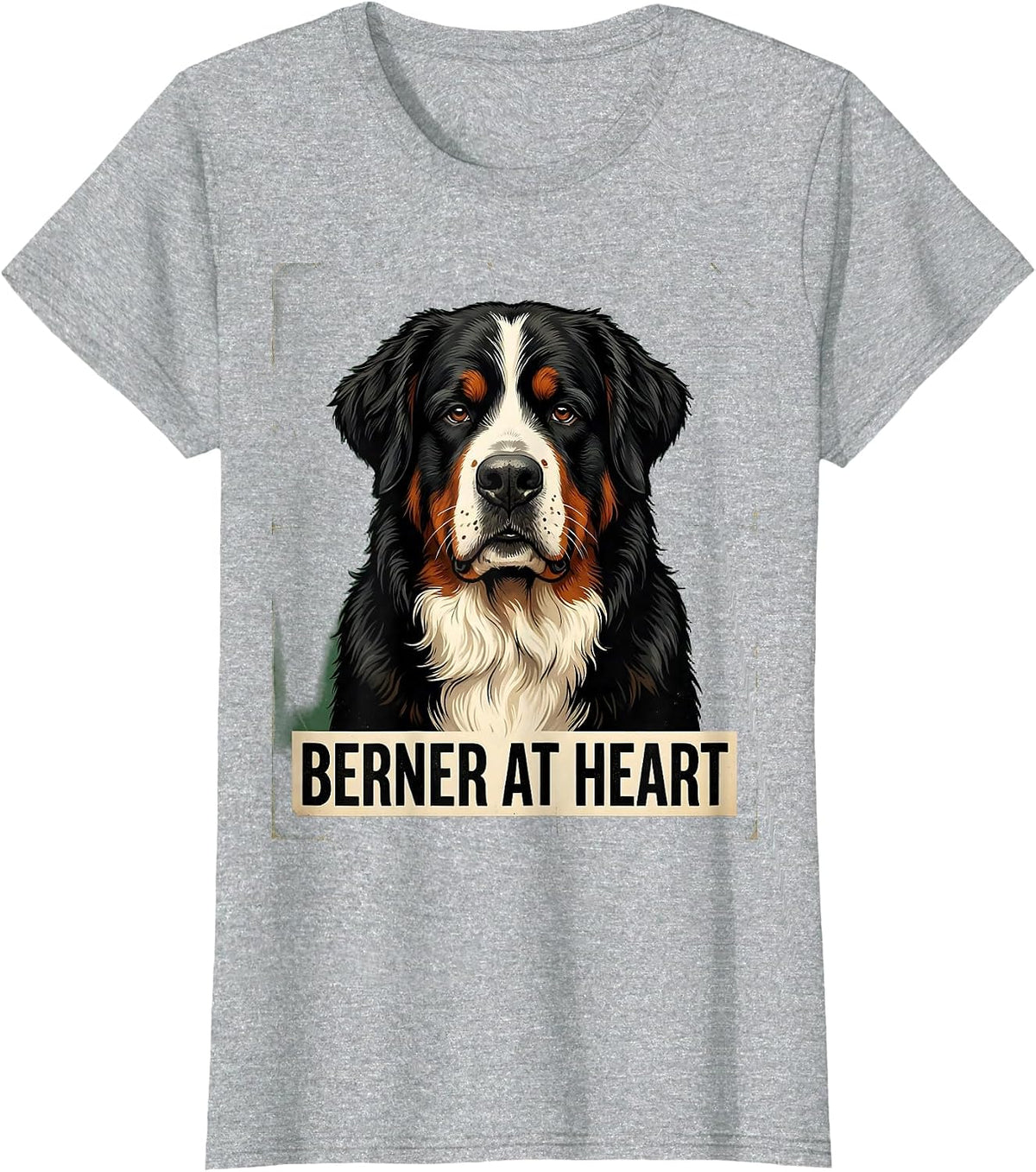 Women's Berner At Heart Vintage Bernese Mountain Dog Lover Gift T-Shirt - Heather Grey