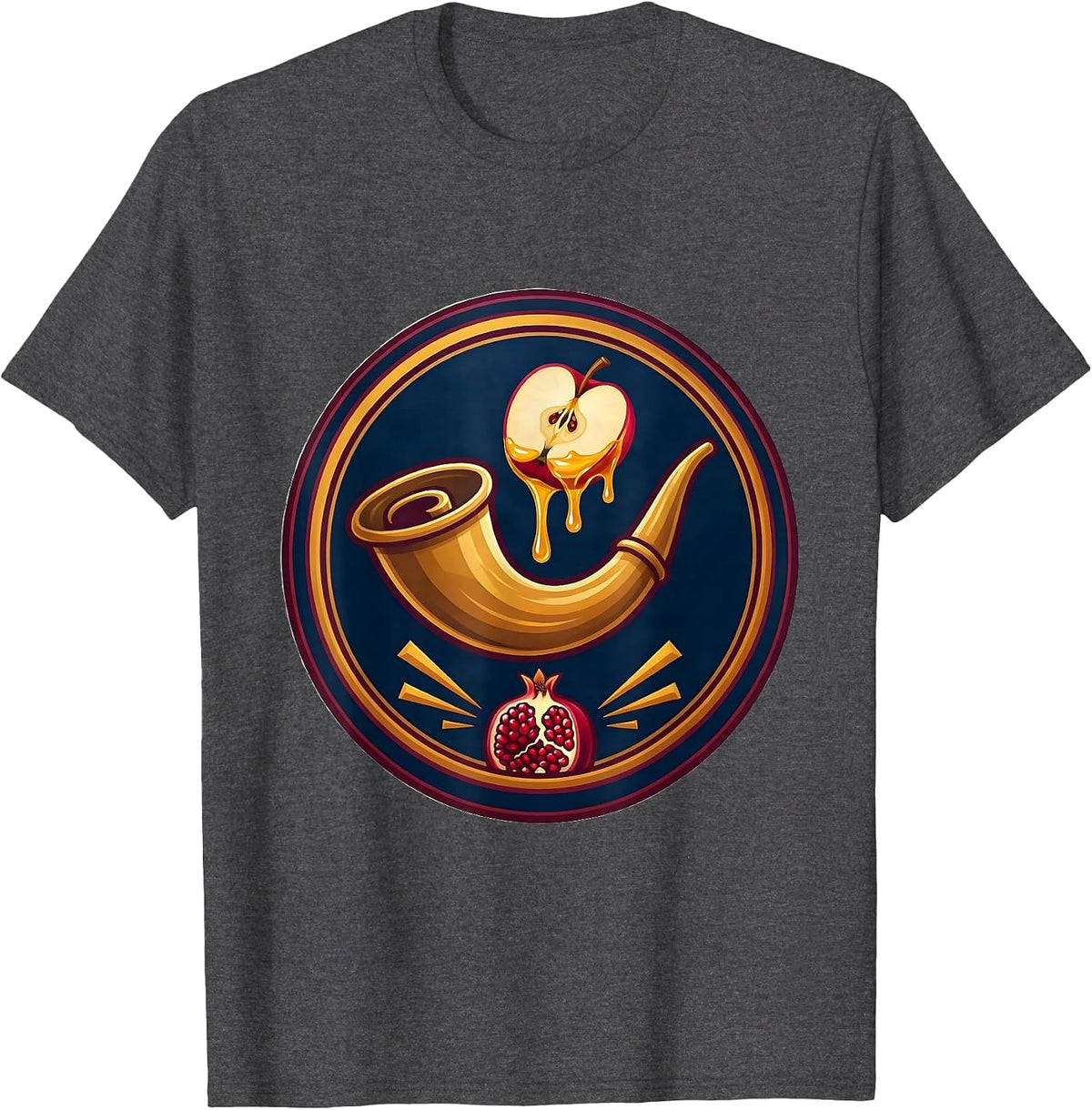 Men's Sealed Shield Badge Rosh Hashanah Jewish New Year T-Shirt - Dark Heather Grey