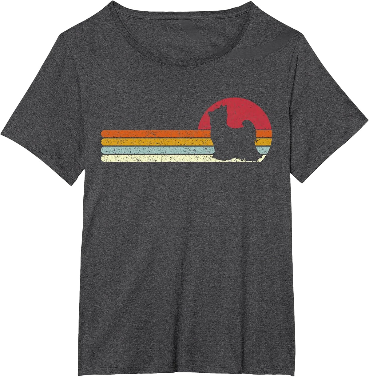 Yorkie Silhouette Sunset Dog Owners T-Shirt - Dark Heather Grey