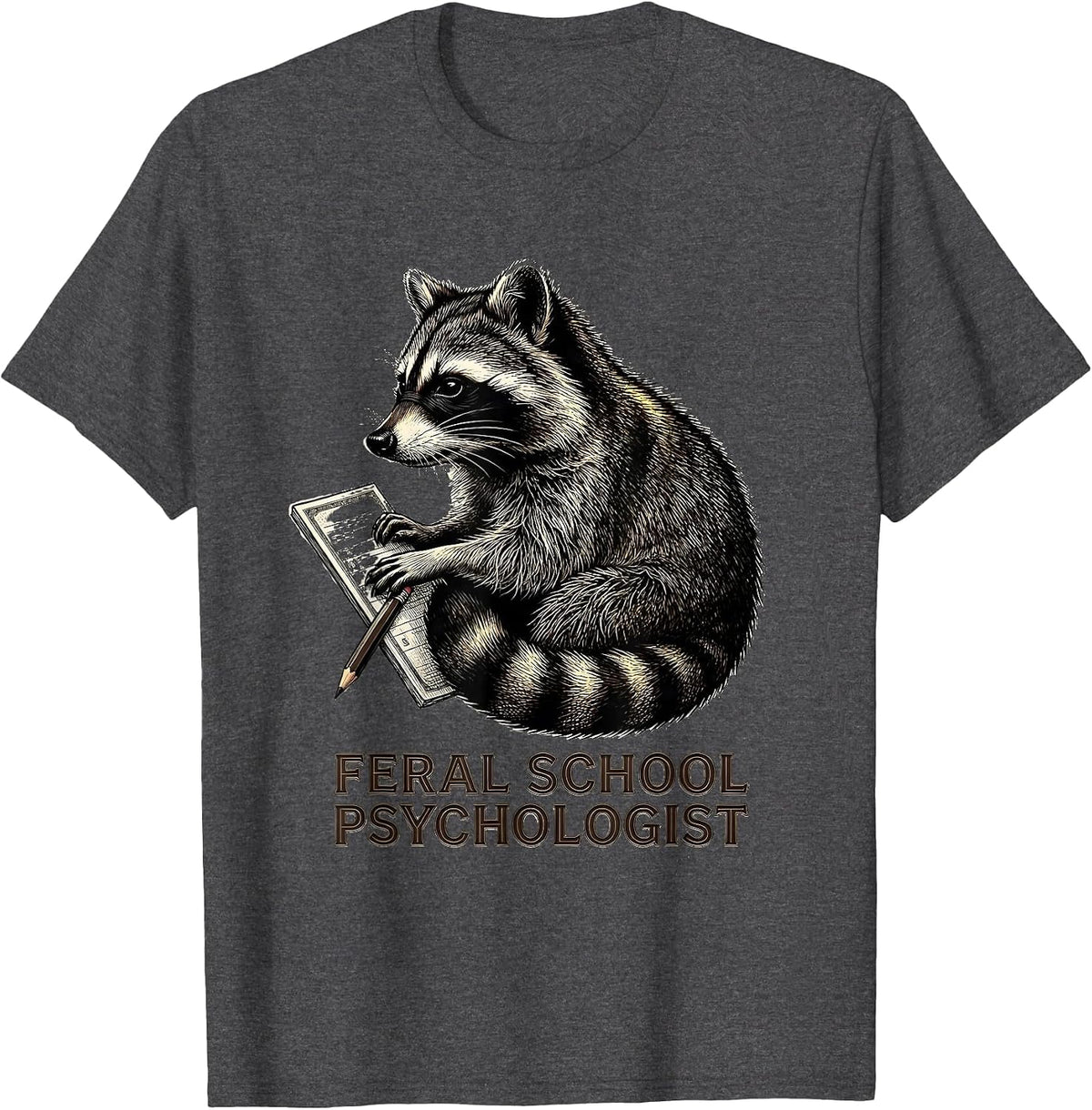 Men's Feral School Psychologist Funny Teacher Back To School T-Shirt - Dark Heather Grey