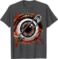 Men's Punk Eyeball Safety Pin Graphic Design T-Shirt - Dark Heather Grey