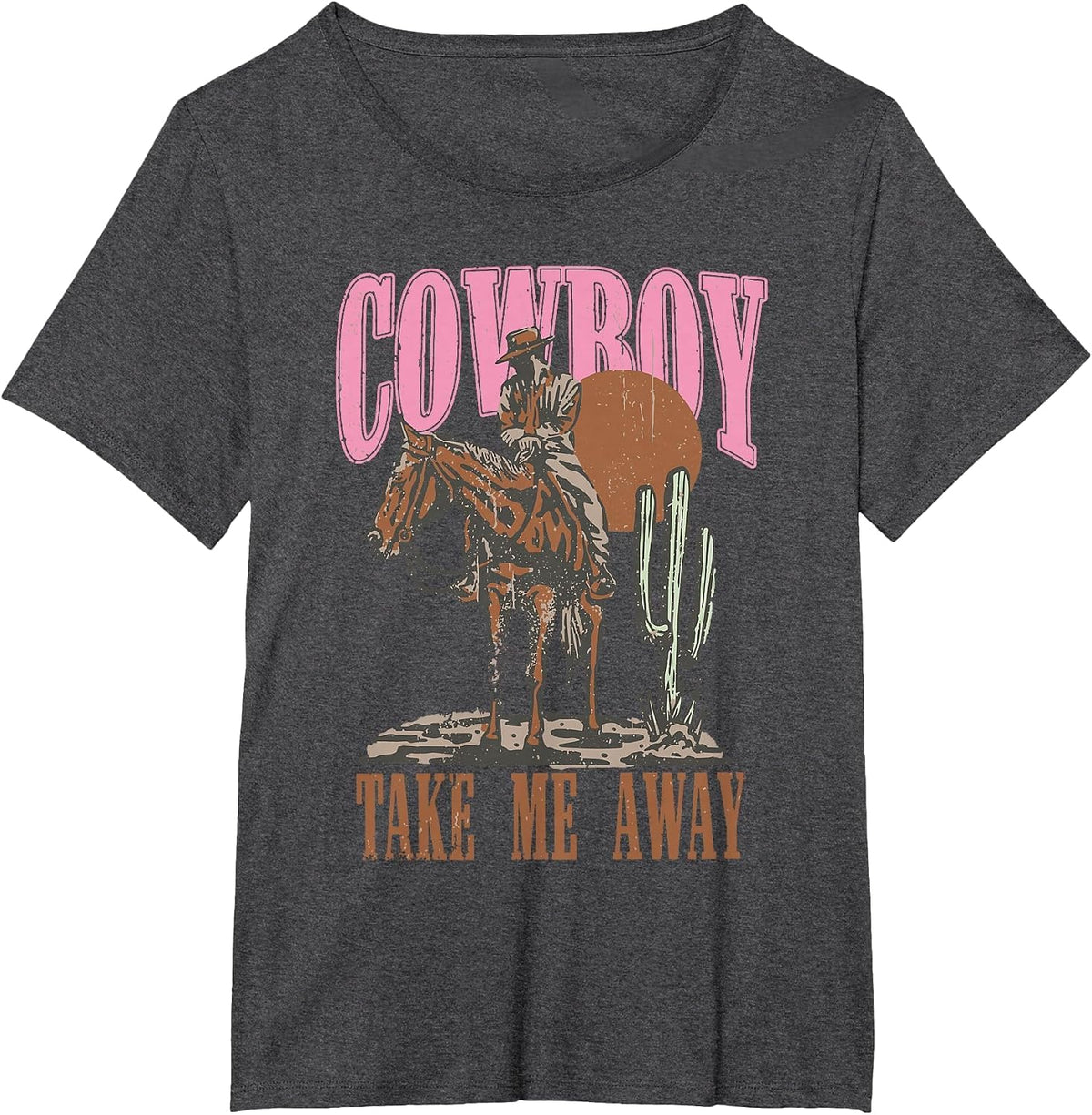 Vintage Western Life Rodeo Country Cowboy Take Me Away T-Shirt - Dark Heather Grey