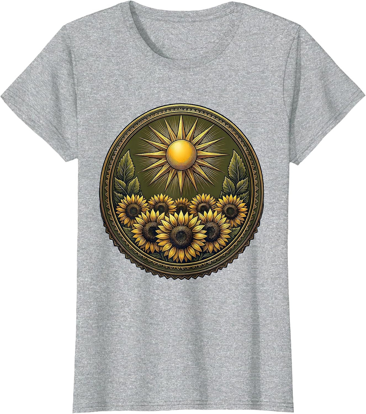 Spanish Teacher Sunflower Field Golden Sun Graphic T-Shirt - Heather Grey