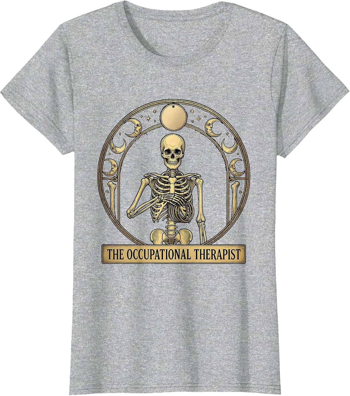 The Occupational Therapist Mystic Tarot Skeleton Halloween T-Shirt - Heather Grey