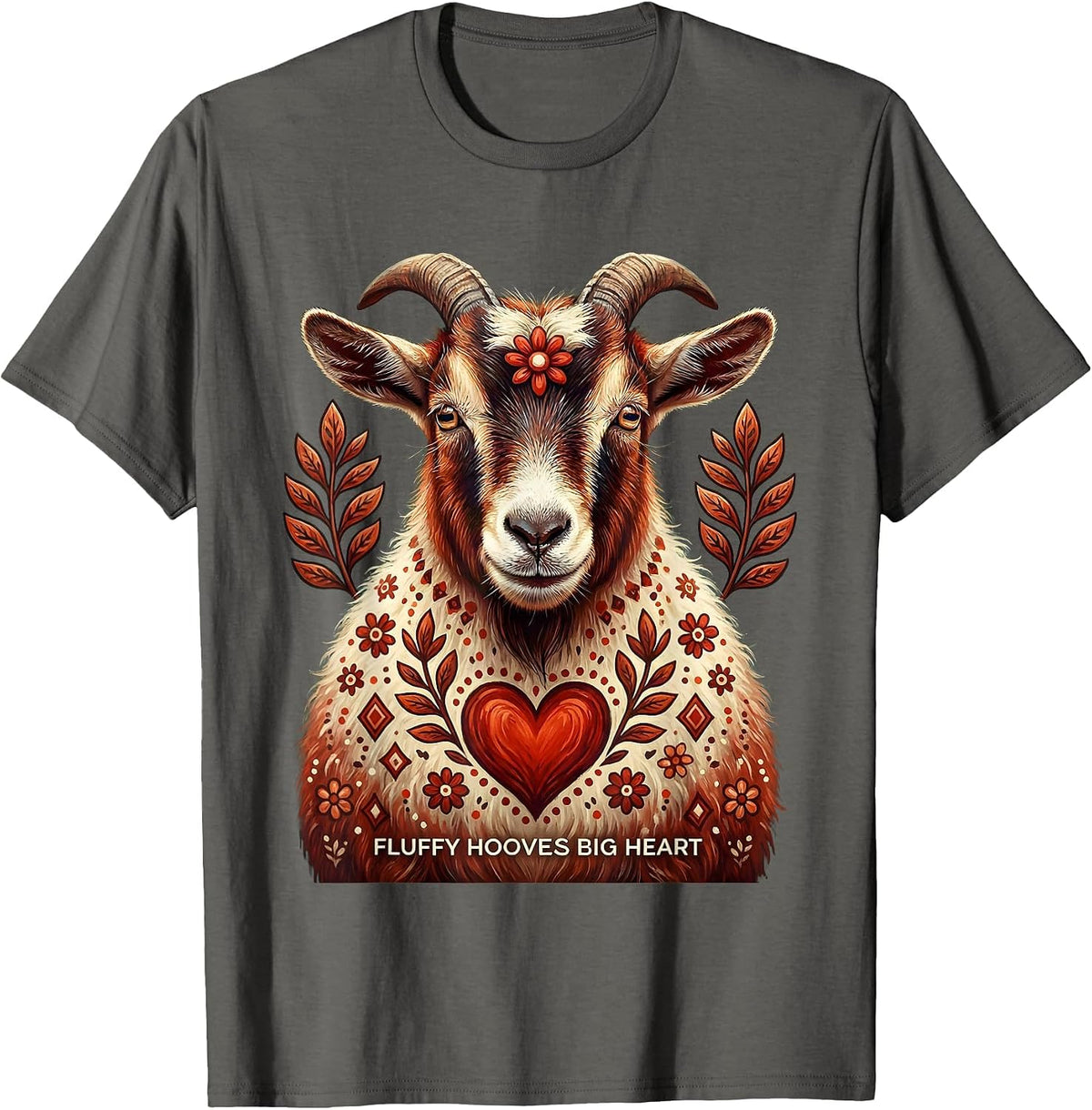 Men's Fluffy Hooves Big Heart Goat Lover Design T-Shirt - Asphalt Grey