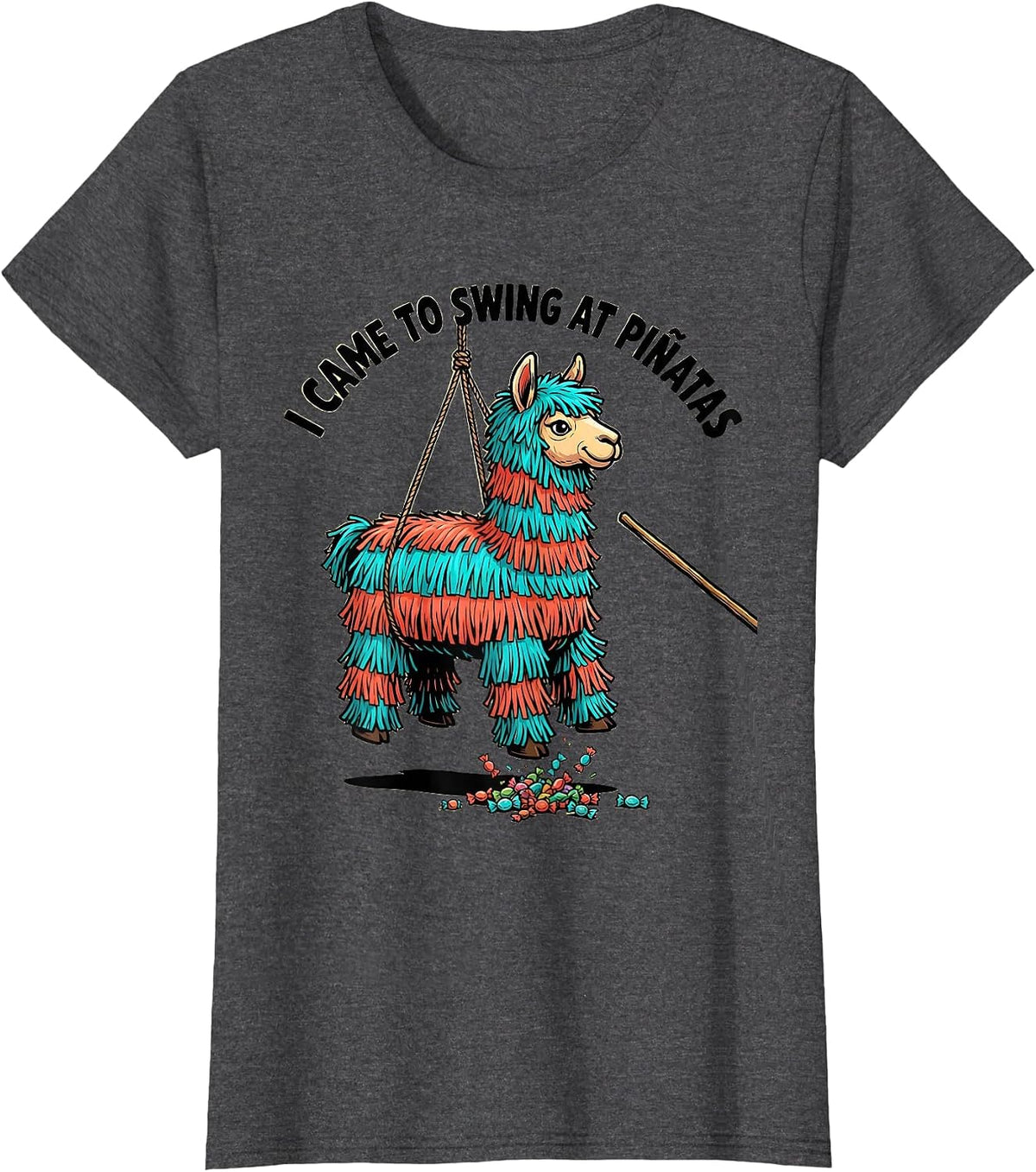 Women's I Came To Swing At Piñatas Funny Cinco De Mayo Party Humor T-Shirt - Dark Heather Grey