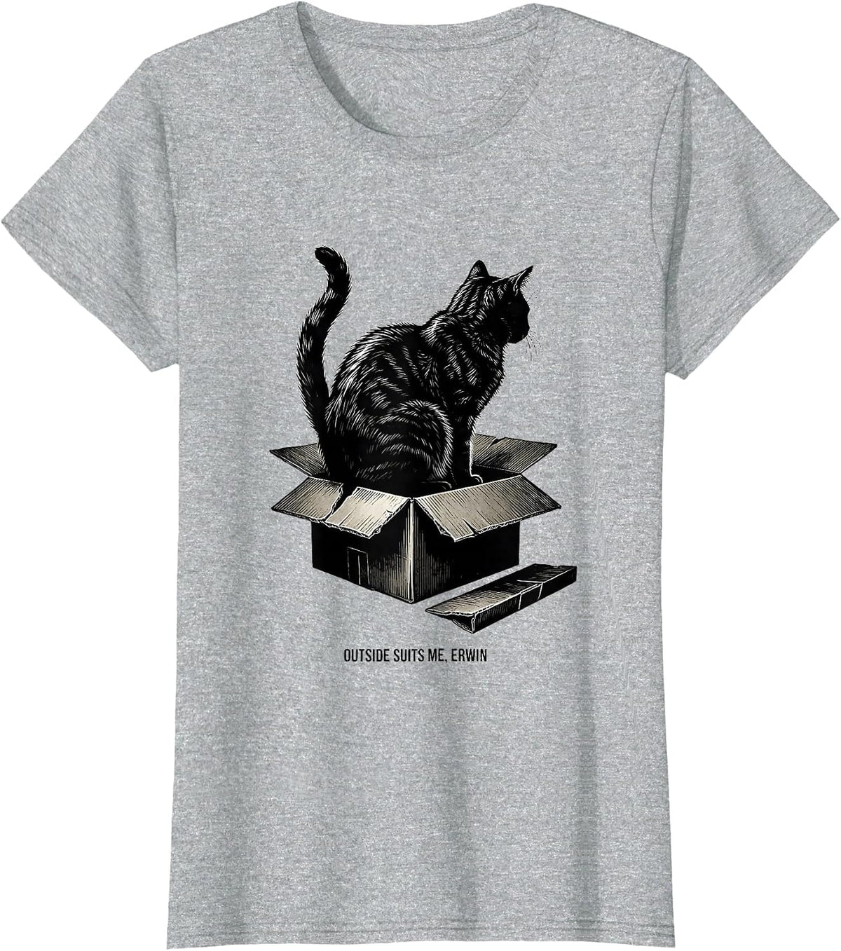 Outside Suits Me Erwin Funny Quantum Physics Science Lover T-Shirt - Heather Grey