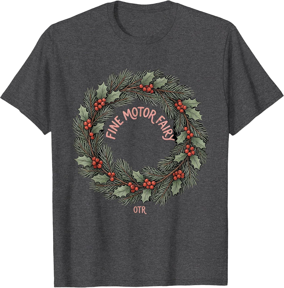 Men's Fine Motor Fairy OTR Boho Occupational Therapist Christmas T-Shirt - Dark Heather Grey