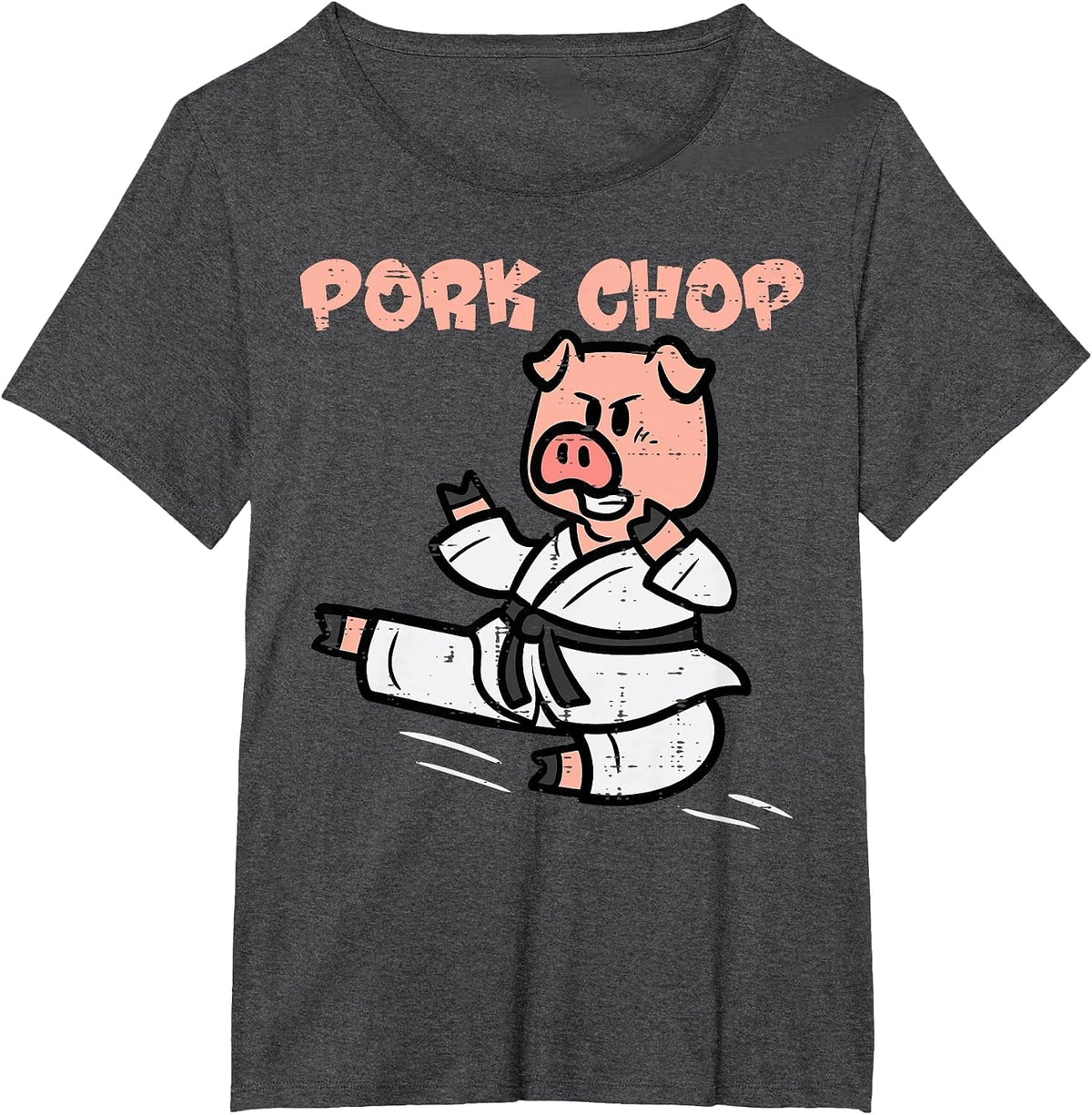 Pig Karate Pork Chop Funny Hog Swine Pun Men Boys Kids Women T-Shirt - Dark Heather Grey
