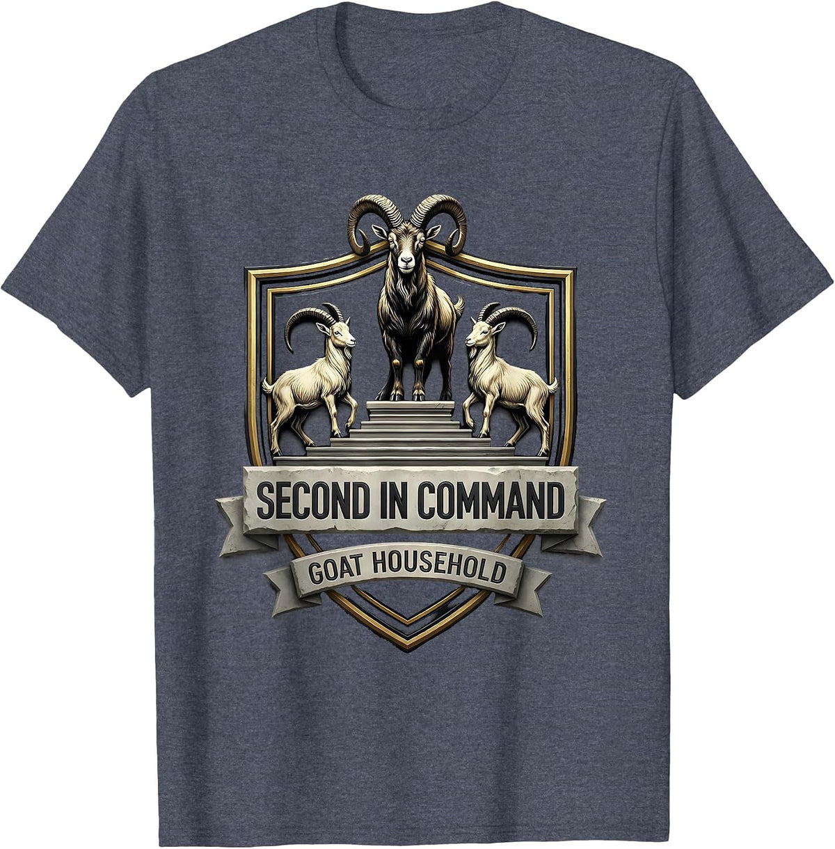 Second In Command Goat Household Funny Goat Lover Farmer T-Shirt - Heather Blue