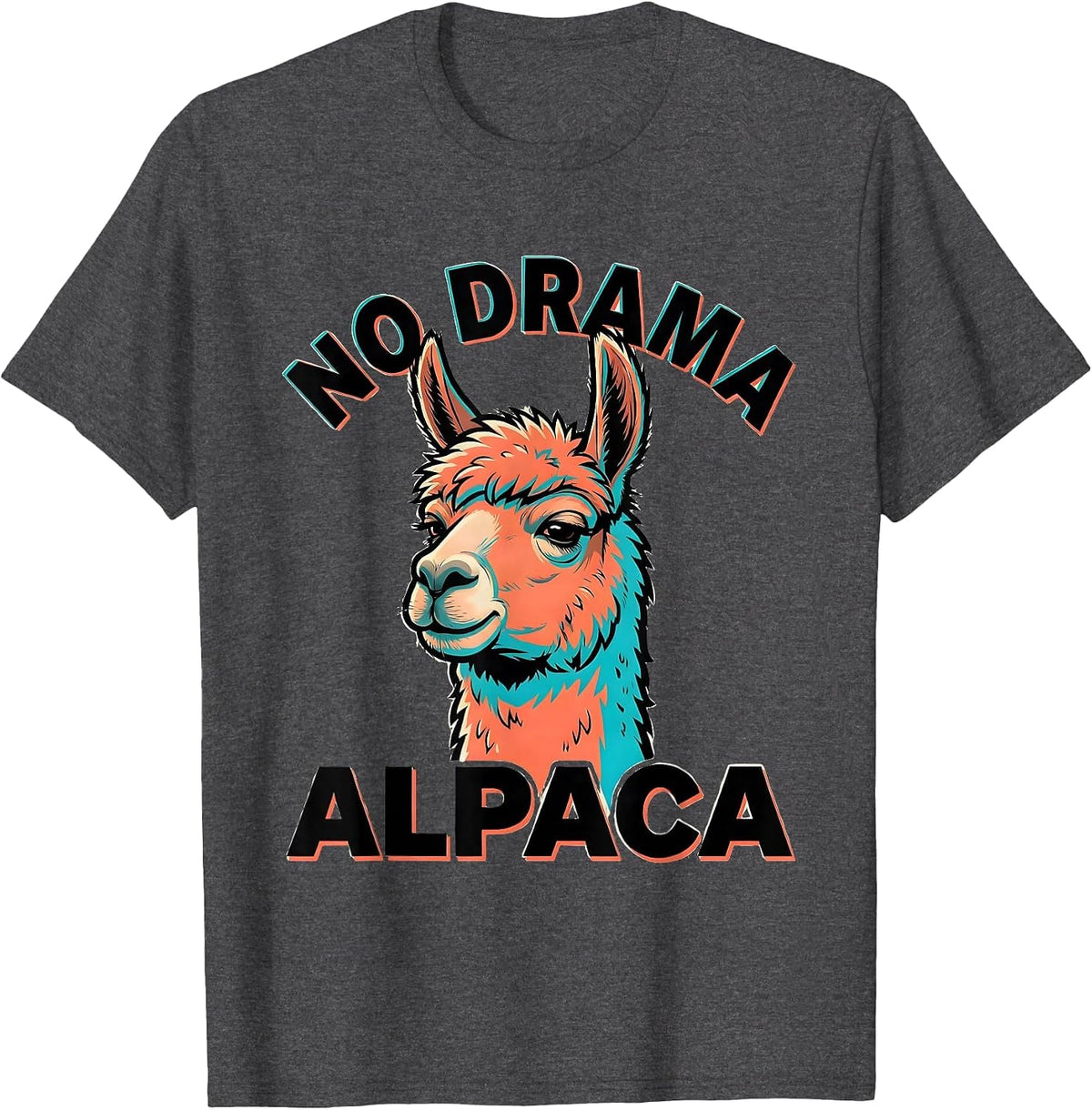 Men's No Drama Alpaca Funny Alpaca Lover Gift Cartoon T-Shirt - Dark Heather Grey
