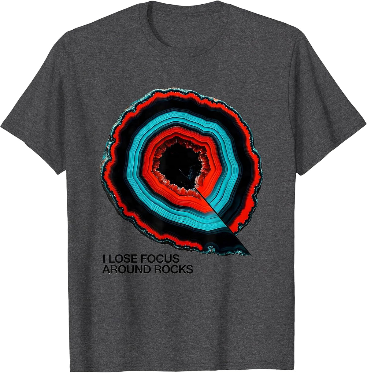 Men's I Lose Focus Around Rocks Funny Geologist Rock Collector T-Shirt - Dark Heather Grey