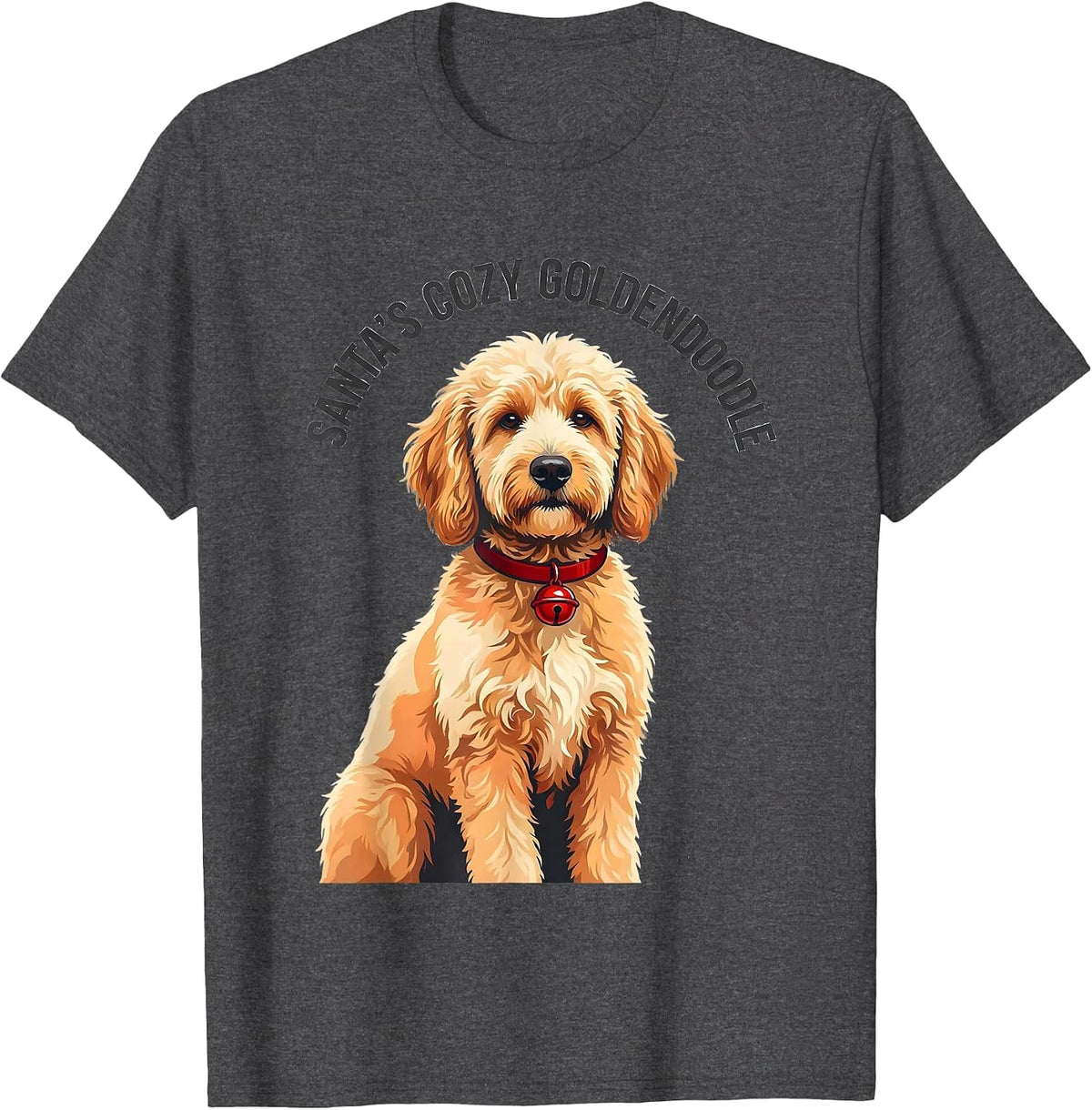 Men's Santa's Cozy Goldendoodle Holiday Dog Lover Christmas Pajama T-Shirt - Dark Heather Grey