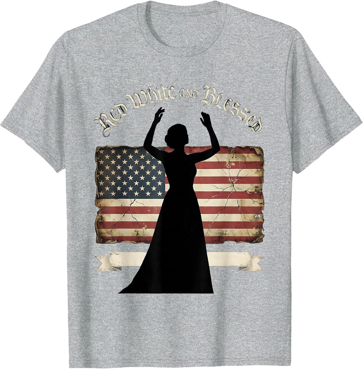 Men's Red White and Blessed Patriotic Design T-Shirt - Heather Grey