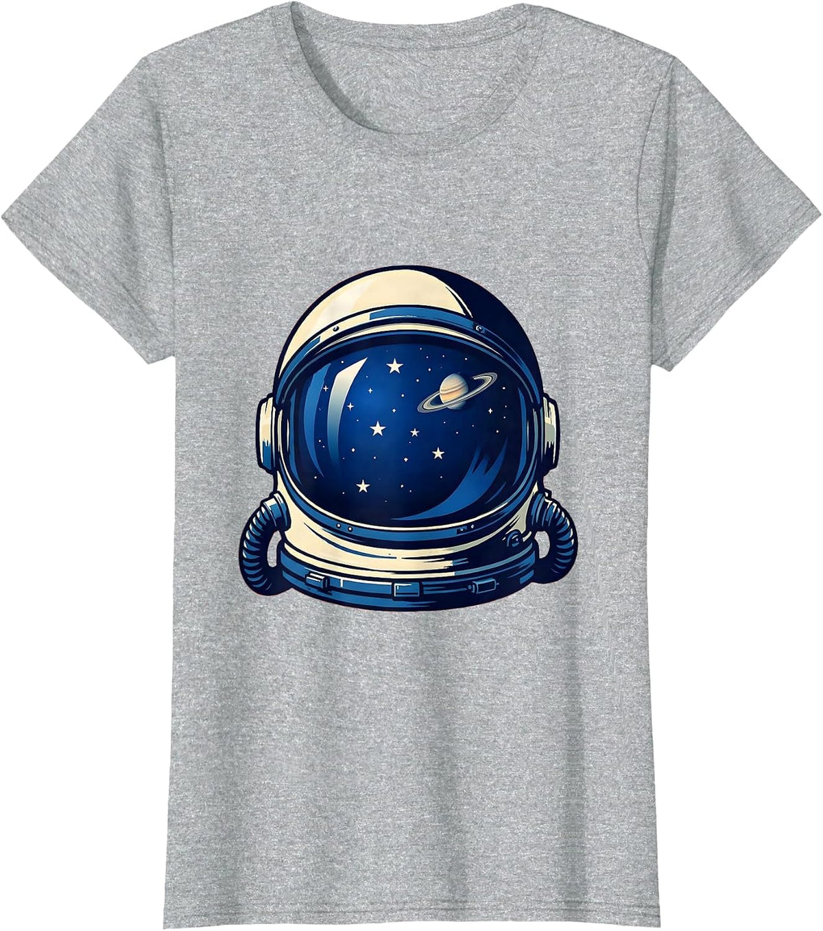 Retro Space Helmet Stars Vintage Cosmos Design T-Shirt - Heather Grey