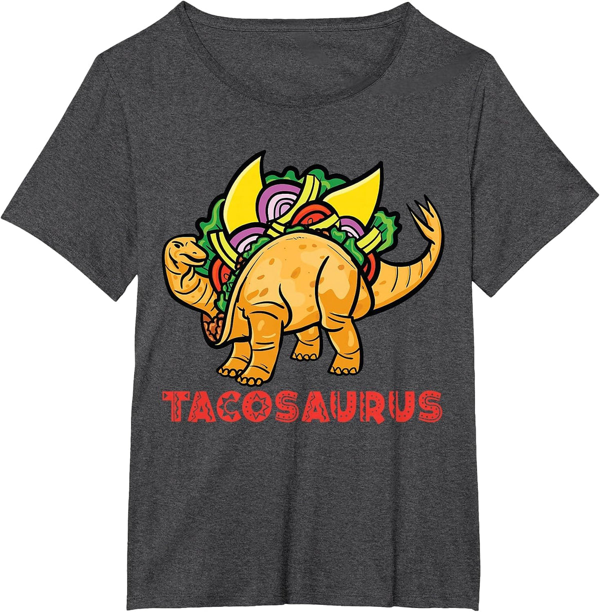 Tacosaurus Dinosaur Sauropod Apatosaurus Taco T-Shirt - Dark Heather Grey