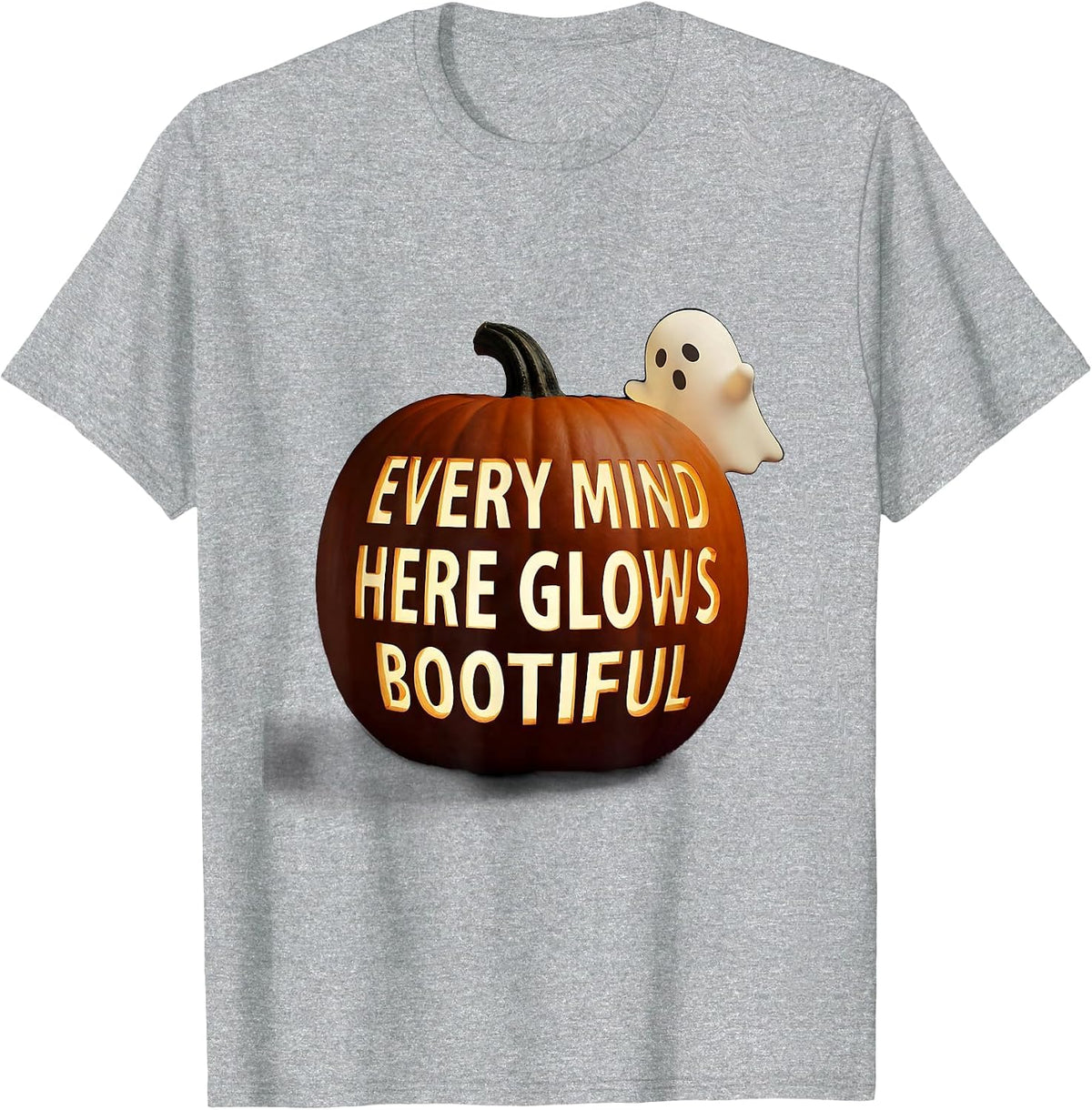 Men's Every Mind Here Glows BOOtiful Funny Teacher Halloween T-Shirt - Heather Grey