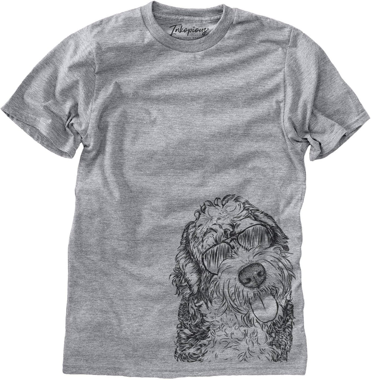 Aviator Kaci the Bernedoodle Dog Triblend T-Shirt - Unisex Grey Crew Neck