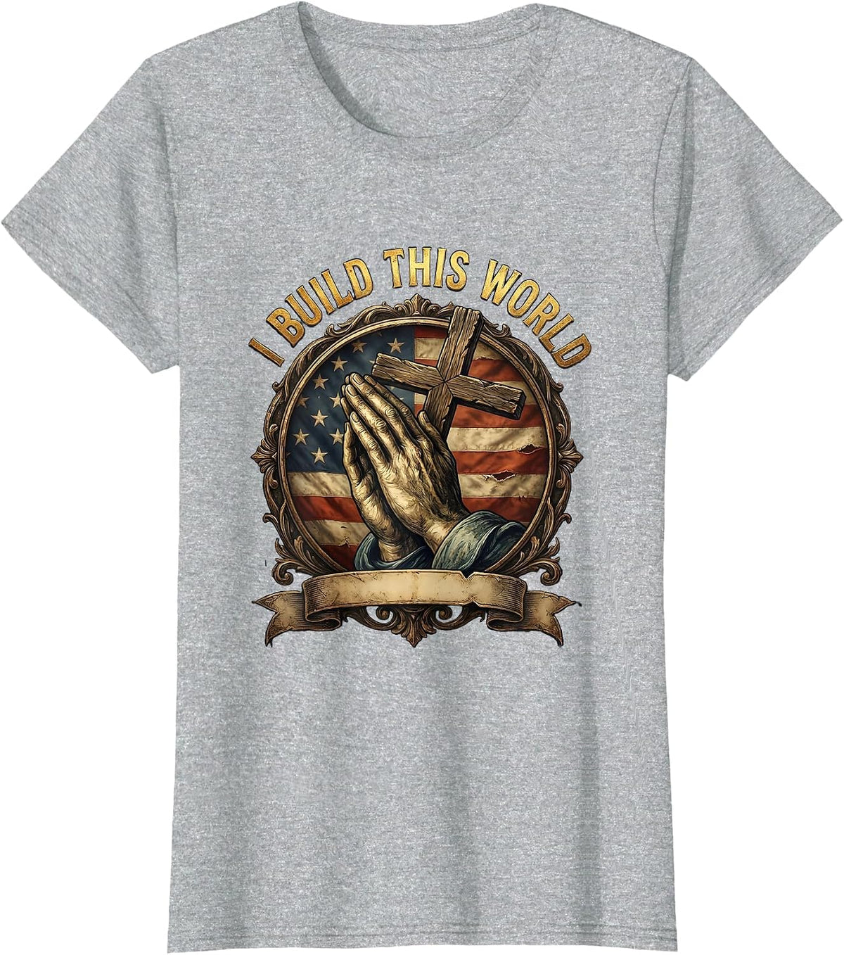 I Build This World Blue Collar Worker Design T-Shirt - Heather Grey