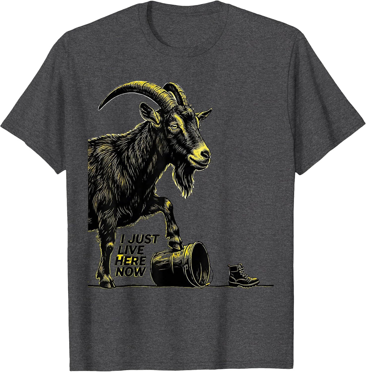 I Just Live Here Now Funny Goat Lover Farmer Gift T-Shirt - Dark Heather Grey