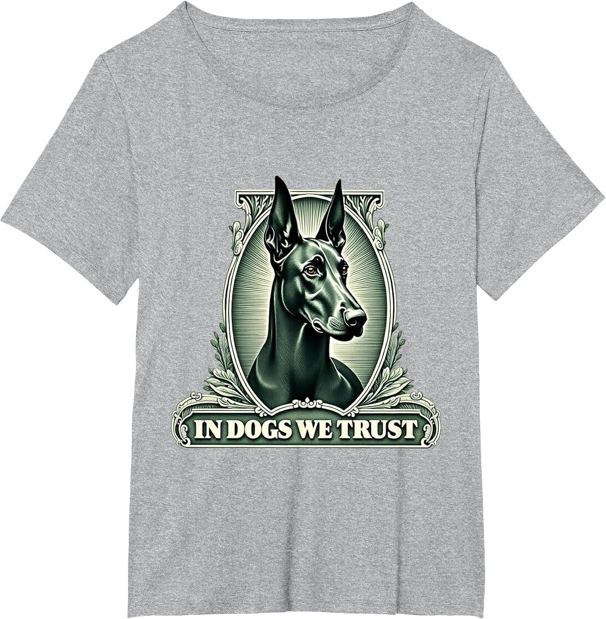 in Doberman Pinscher We Trust Funny Vintage Doberman Dog T-Shirt - Heather Grey