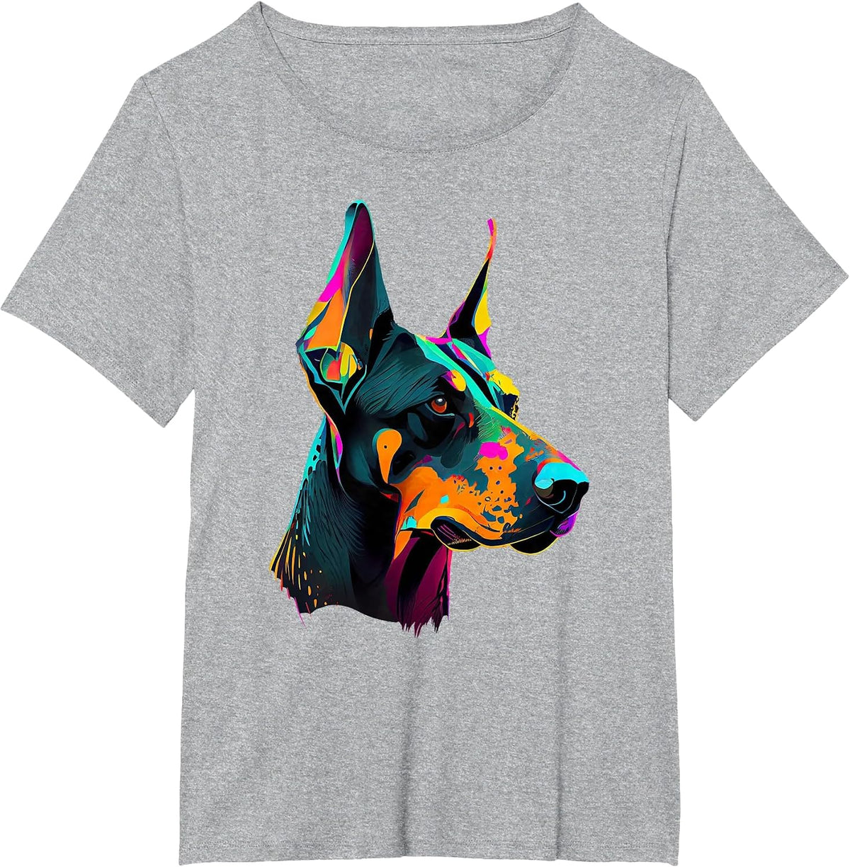 Doberman Lovers Pop Art Dobie Design Cute Doberman T-Shirt - Heather Grey