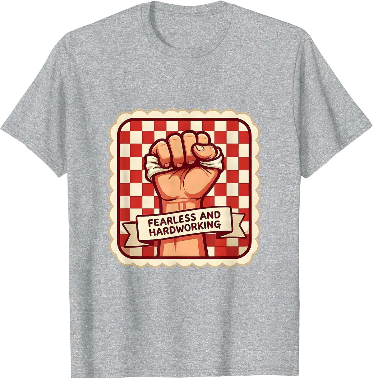 Men's Fearless and Hardworking Rosie the Riveter Design T-Shirt - Heather Grey