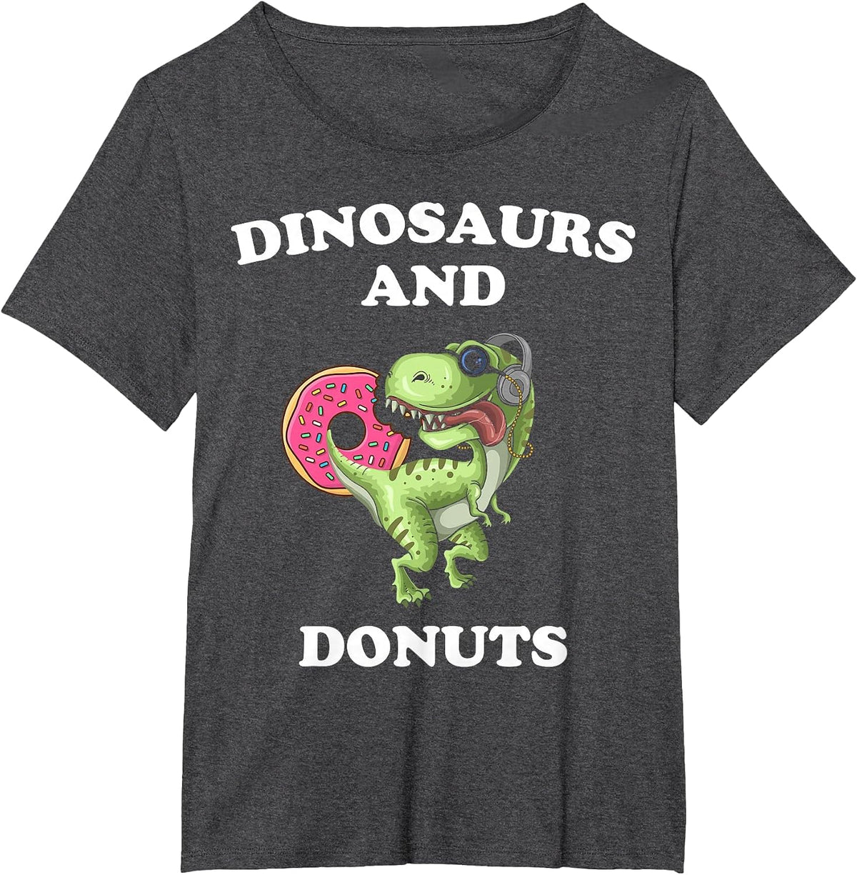 Dinosaur Donut Lover Cute Funny Dinosaurs and Donut Theme T-Shirt - Dark Heather Grey