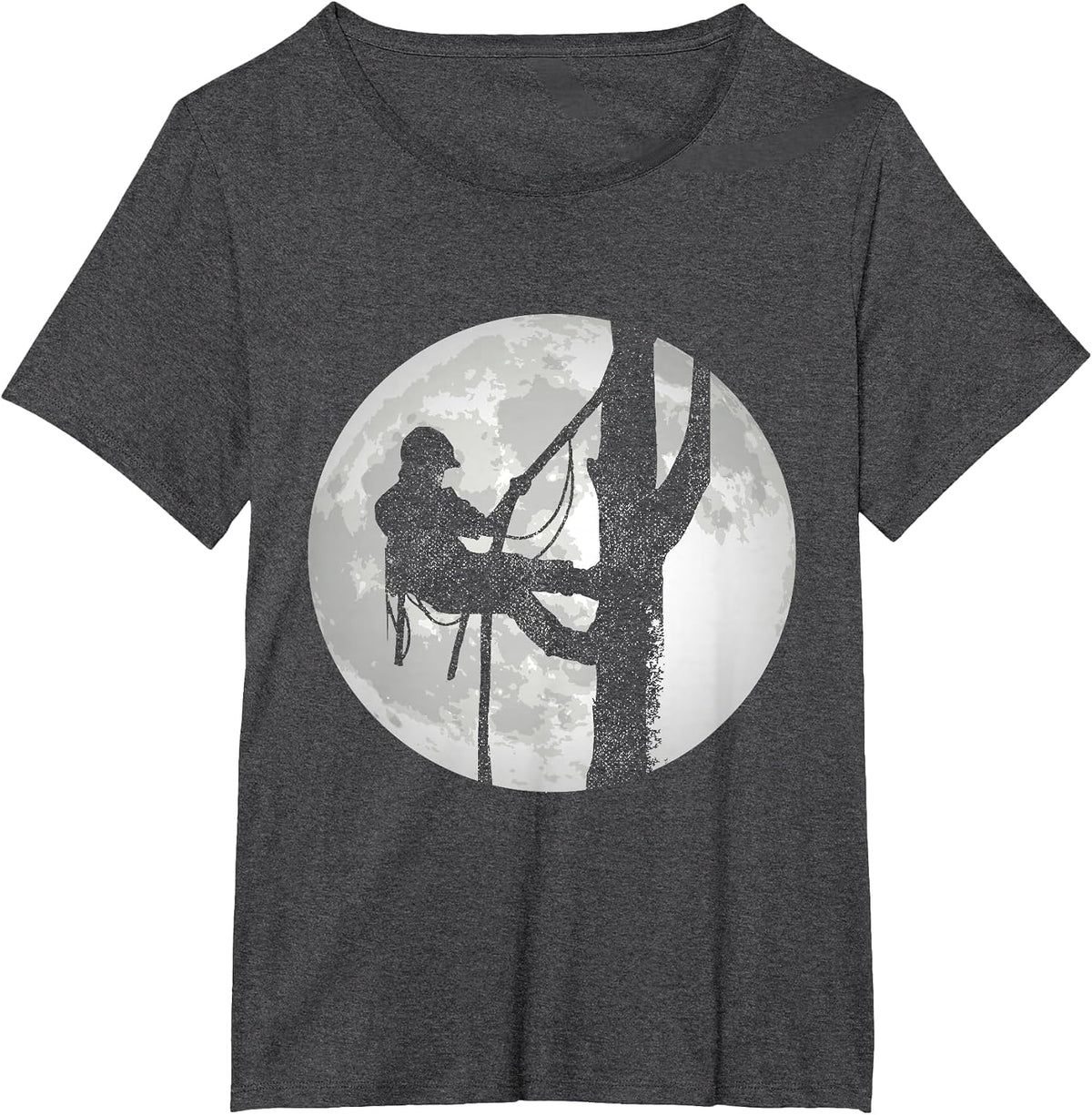Outdoorsman Lumberjack Tree Climber Moon Logger Arborist T-Shirt - Dark Heather Grey
