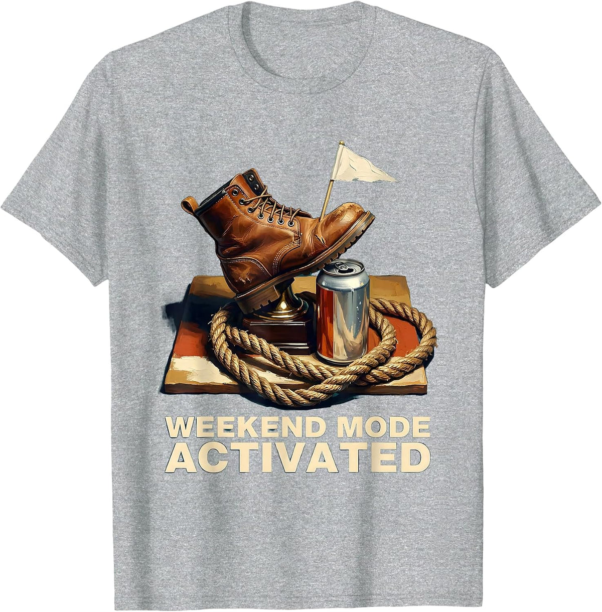 Weekend Mode Activated Labor Day Graphic T-Shirt, Men, Heather Grey, Small - As Pictured