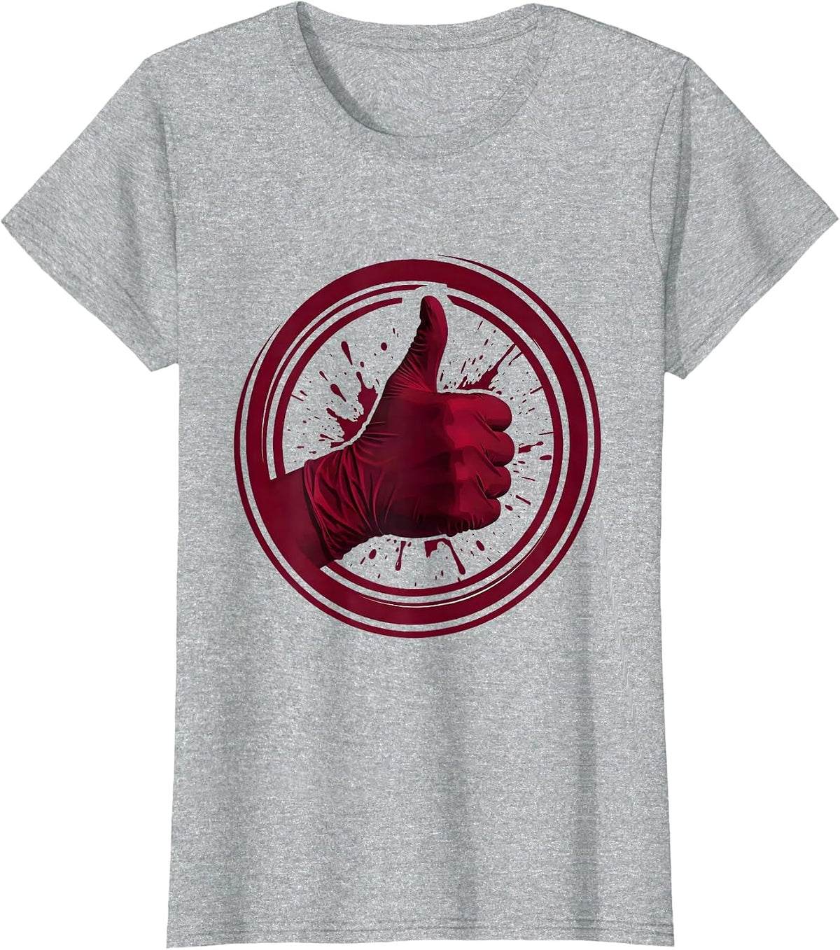 Surgeon Thumbs Up Bloody Glove Graphic T-Shirt - Heather Grey