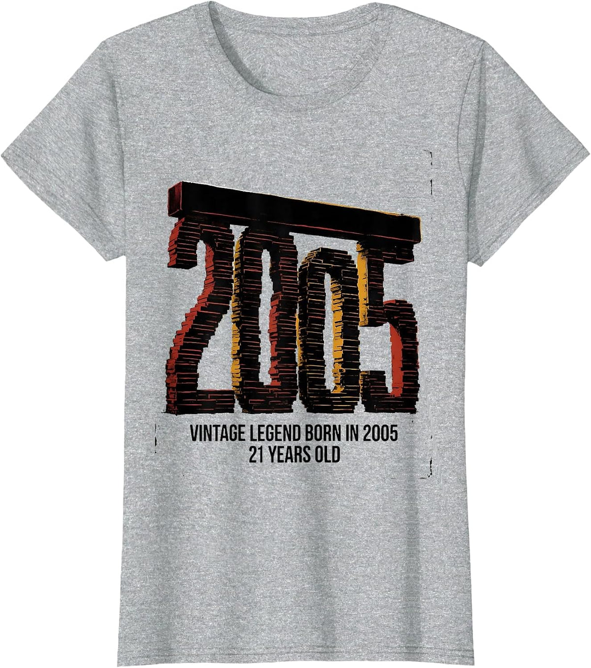 Women's Vintage Legend Born In 2005, 21 Years Old Birthday Humor T-Shirt - Heather Grey