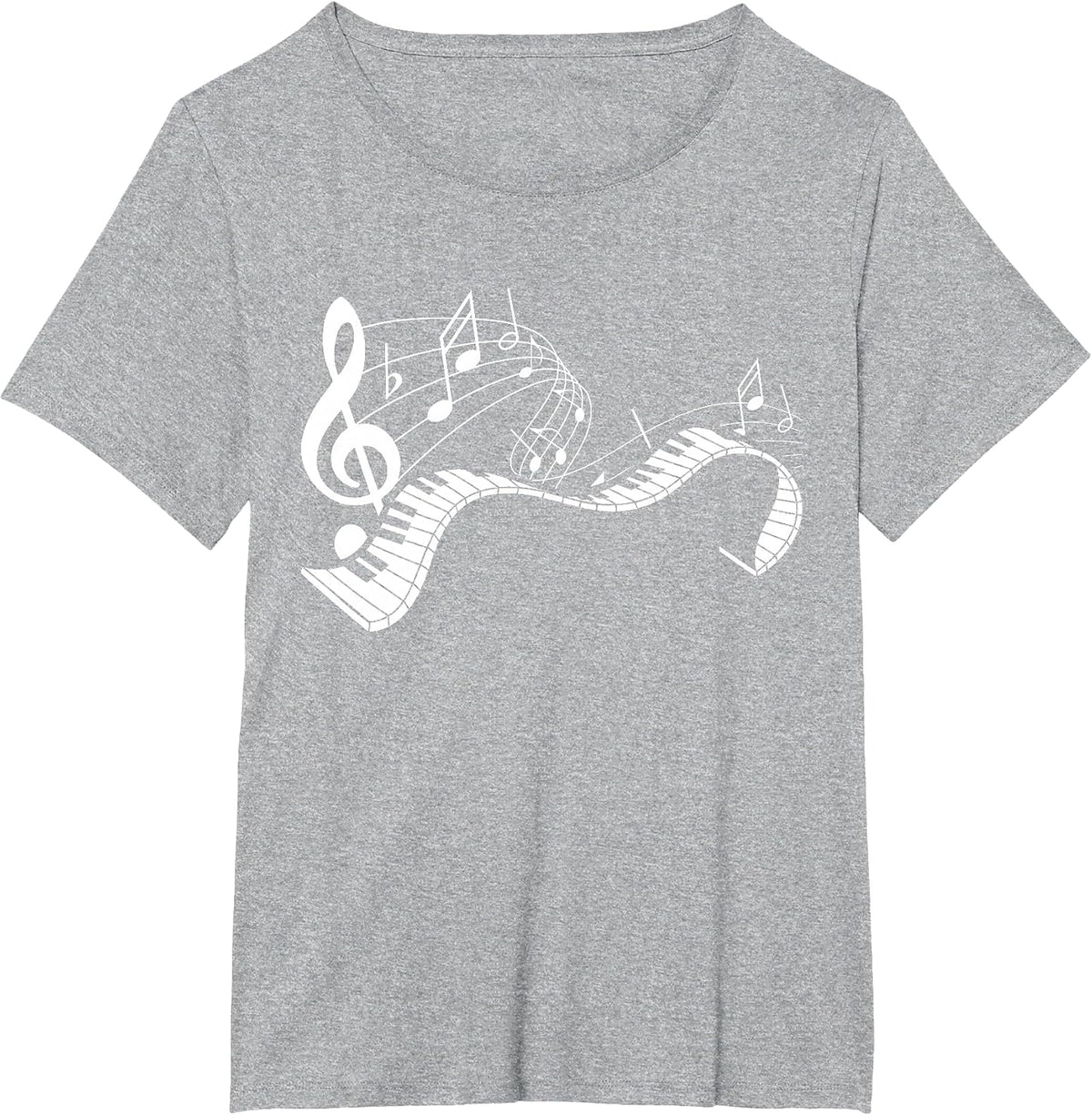 Music Notes Keyboard Pianist Classical Musician Piano T-Shirt - Heather Grey