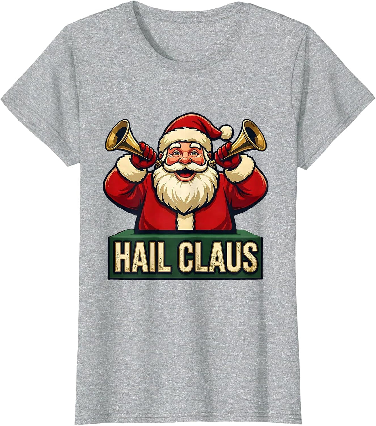Hail Claus Heavy Metal Santa Rocker Christmas Novelty T-Shirt - Heather Grey