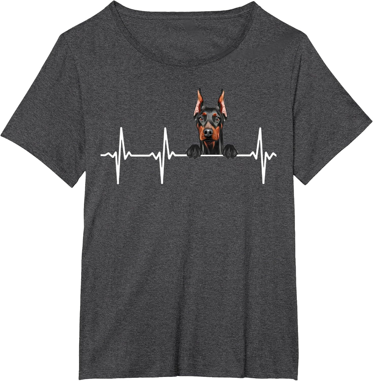 Funny Dog Heartbeat for Doberman Pinscher Lovers T-Shirt - Dark Heather Grey