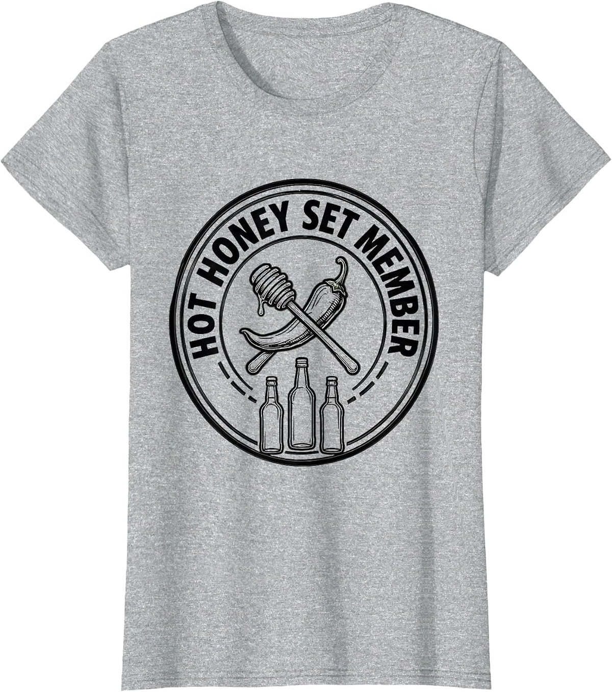 HOT HONEY SET MEMBER Line Art Halloween Condiment Group T-Shirt - Heather Grey