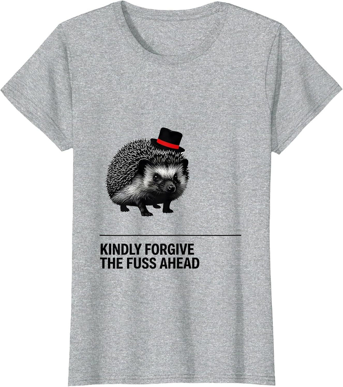 Kindly Forgive The Fuss Ahead Funny Hedgehog Meme Humor T-Shirt - Heather Grey