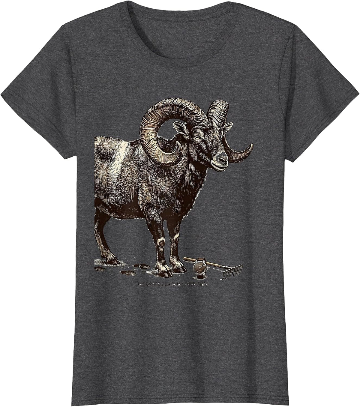 Women's My Goats Claim My Free Time Funny Goat Owner Farm Humor T-Shirt - Dark Heather Grey