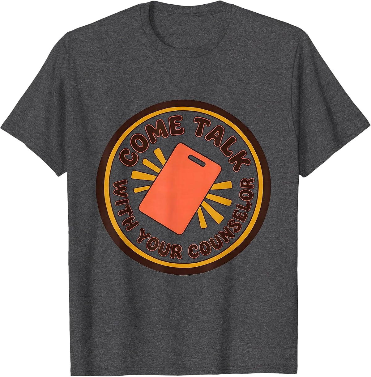 Men's Come Talk With Your Counselor Groovy Retro School Counselor T-Shirt - Dark Heather Grey