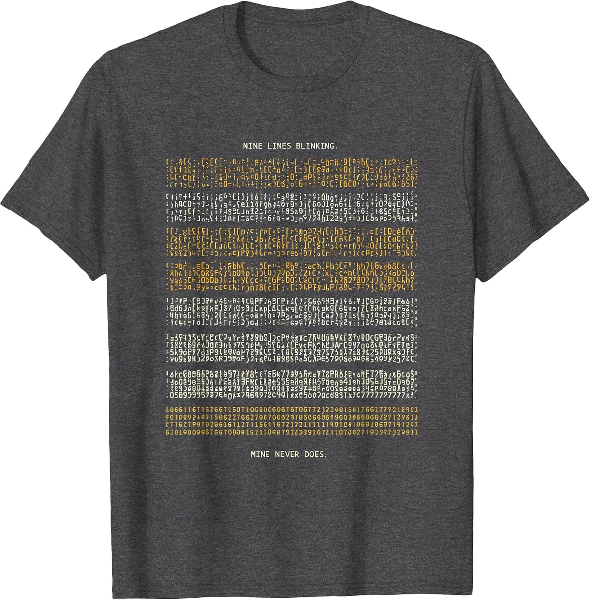 Men's Nine Lines Blinking Mine Never Does Tribute 911 Dispatcher T-Shirt - Dark Heather Grey