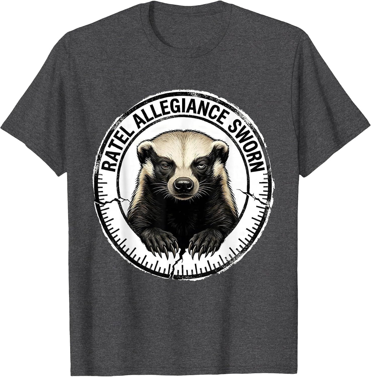 Men's Ratel Allegiance Sworn Funny Honey Badger Wildlife Lover T-Shirt - Dark Heather Grey