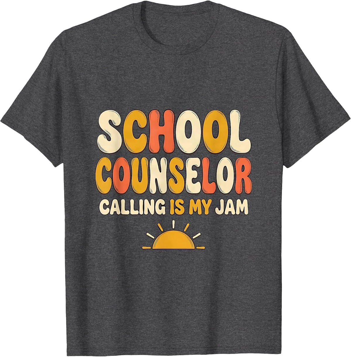 School Counselor Calling Is My Jam Retro Groovy Workplace T-Shirt - Dark Heather Grey