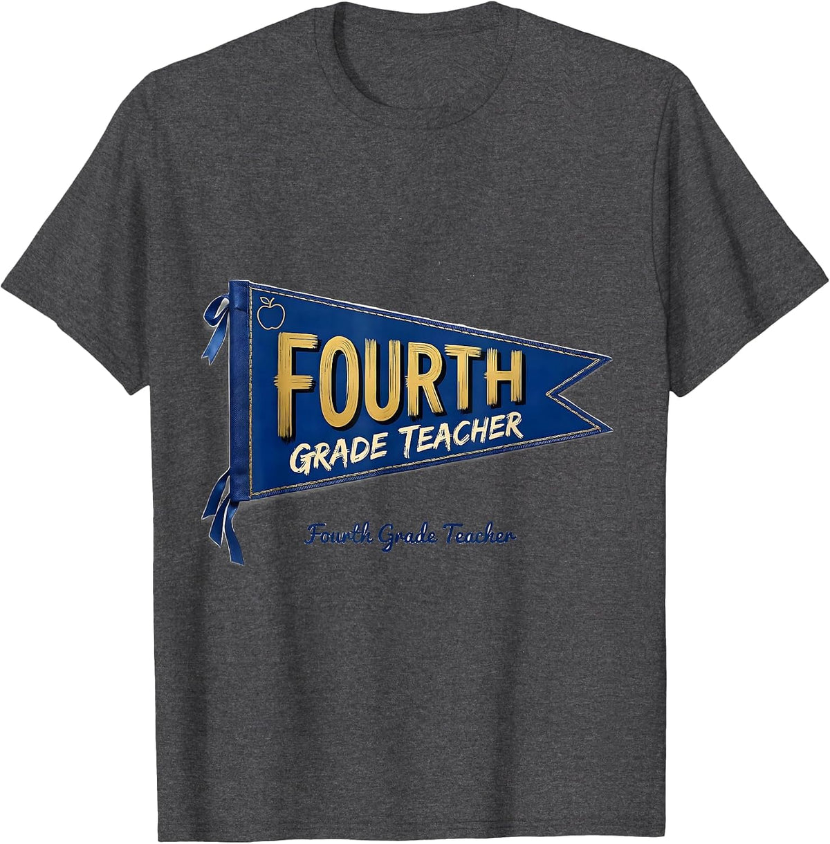 Men's Fourth Grade Teacher Cheerful Whimsical Back to School T-Shirt - Dark Heather Grey