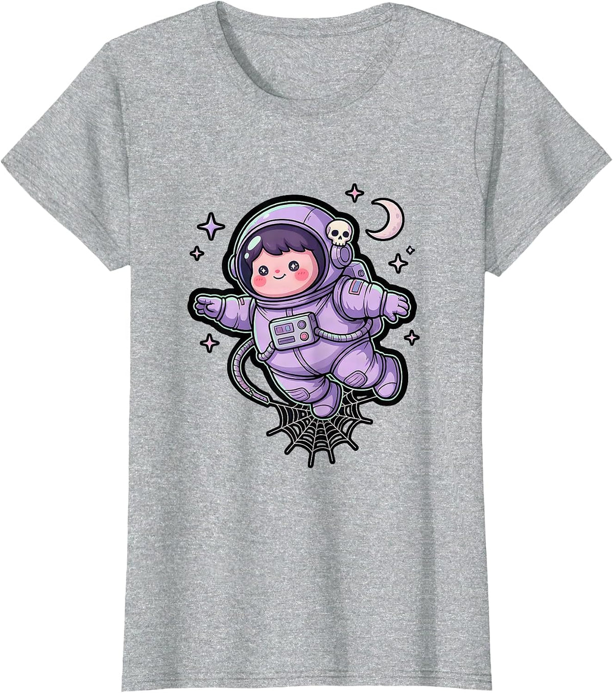 Women's Astronaut Drifting Away From Space Station T-Shirt - Heather Grey