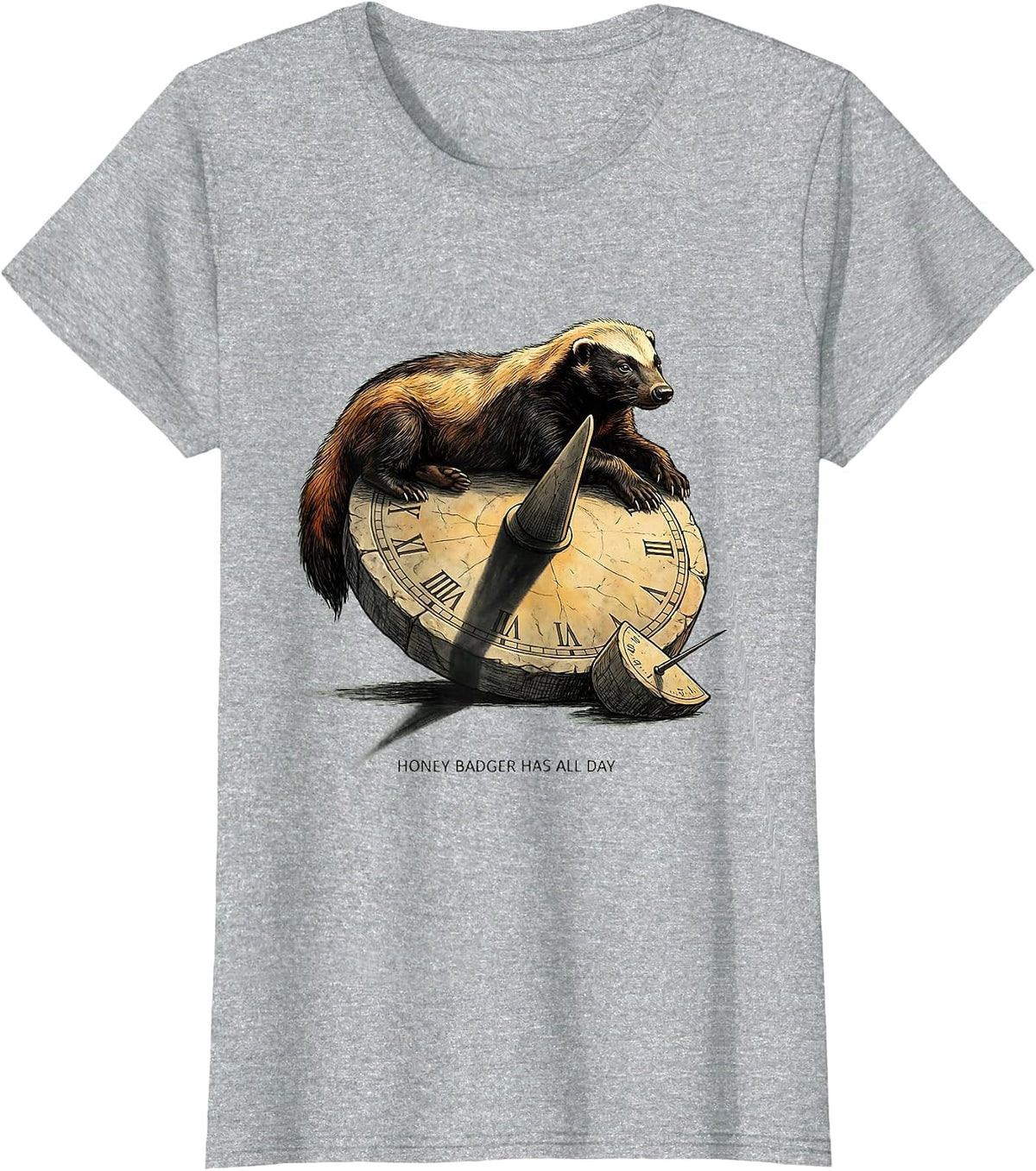Honey Badger Has All Day Funny Animal Lover Meme Humor T-Shirt, Women, Heather Grey, 3X-Large - As Pictured