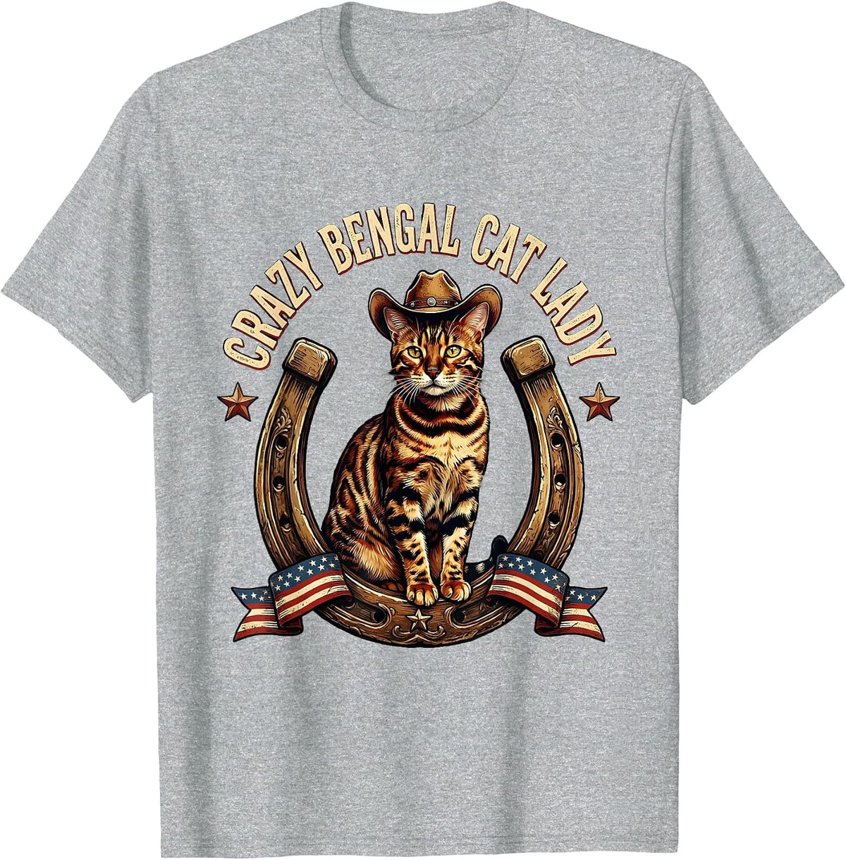 Men's Crazy Bengal Cat Lady Cat Lover Design T-Shirt - Heather Grey