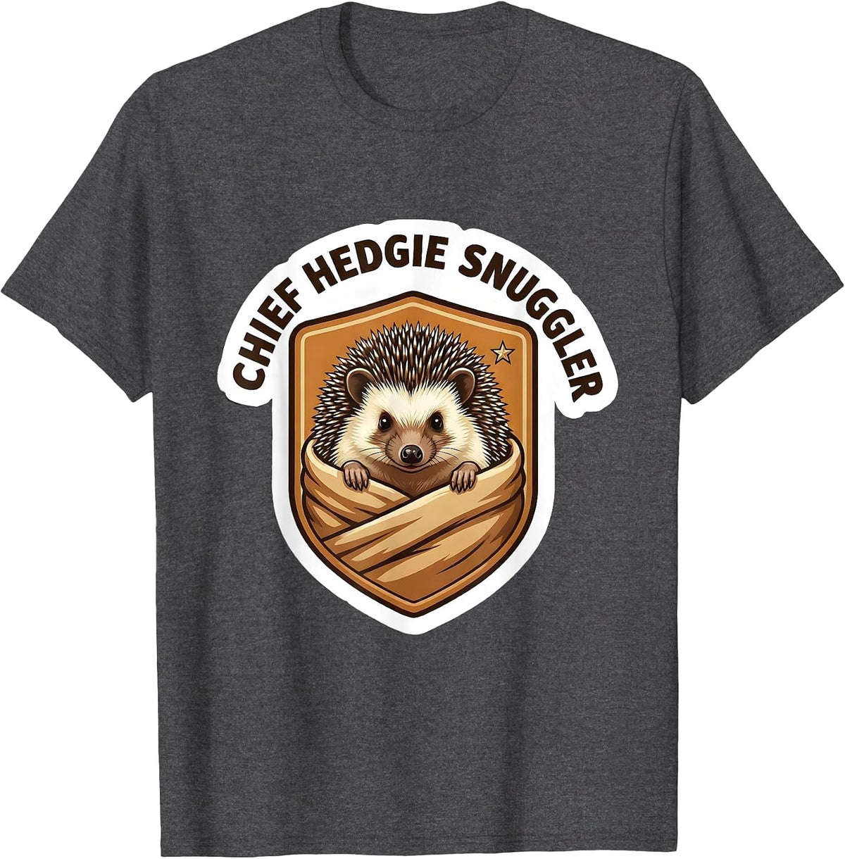 Chief Hedgie Snuggler Cute Hedgehog Pet Lover Humor T-Shirt - Dark Heather Grey