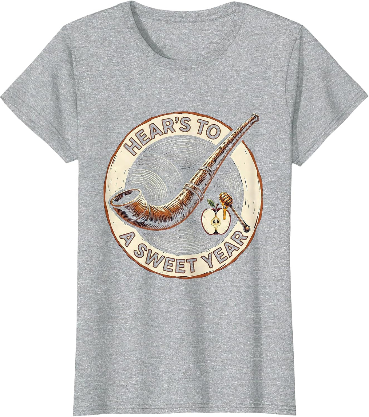 Hear's To A Sweet Year Funny Rosh Hashanah Jewish New Year T-Shirt - Heather Grey