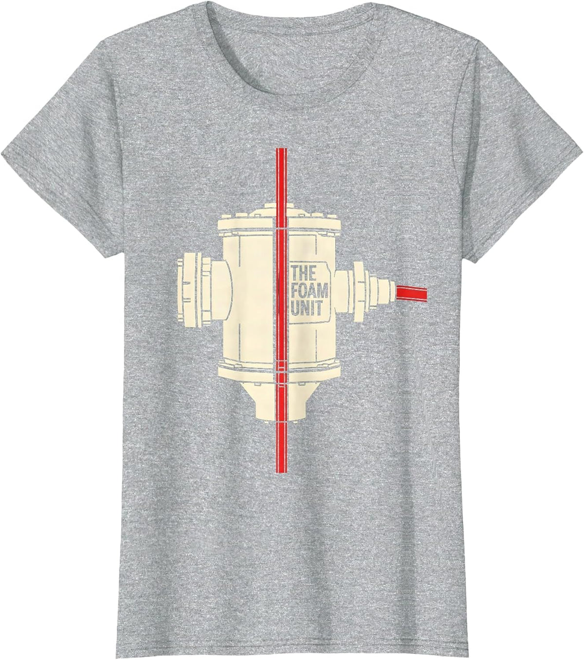 Women's THE FOAM UNIT Stencil Firefighter Humor Thin Red Line Gift T-Shirt - Heather Grey